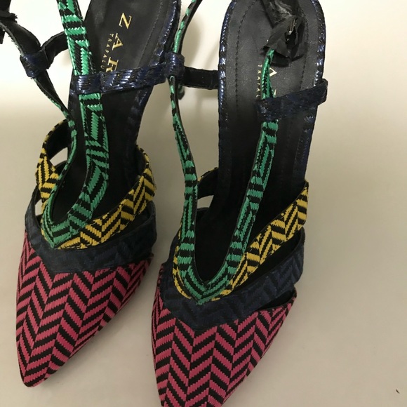 Multi color high heels sling backs shoes - Picture 2 of 11